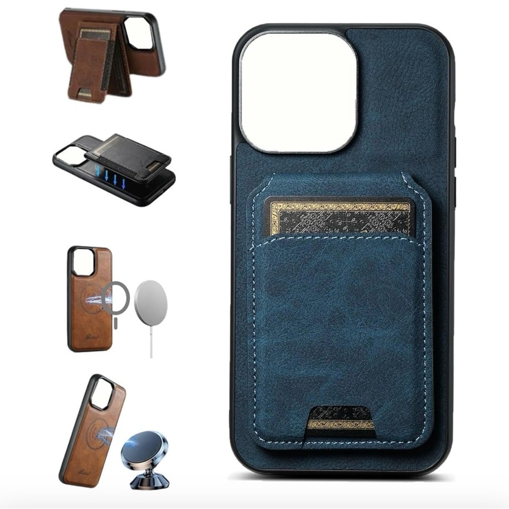 iPhone 13 Pro Max faux leather Case with card holder nwt